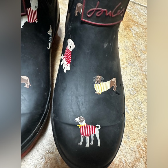 Joules Black rain Boots with Dog Pattern - Picture 2 of 5